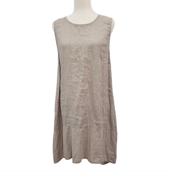 Terzo Millennio Dresses & Skirts - Terzo Millennio Italian Linen Shift Dress Minimalist Eyelet‎ Hem Vacation Resort